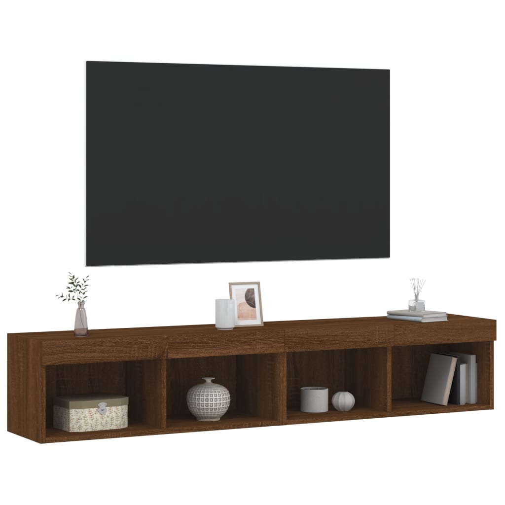 vidaXL Meubles TV avec lumières LED 2 pcs chêne marron 80x30x30 cm