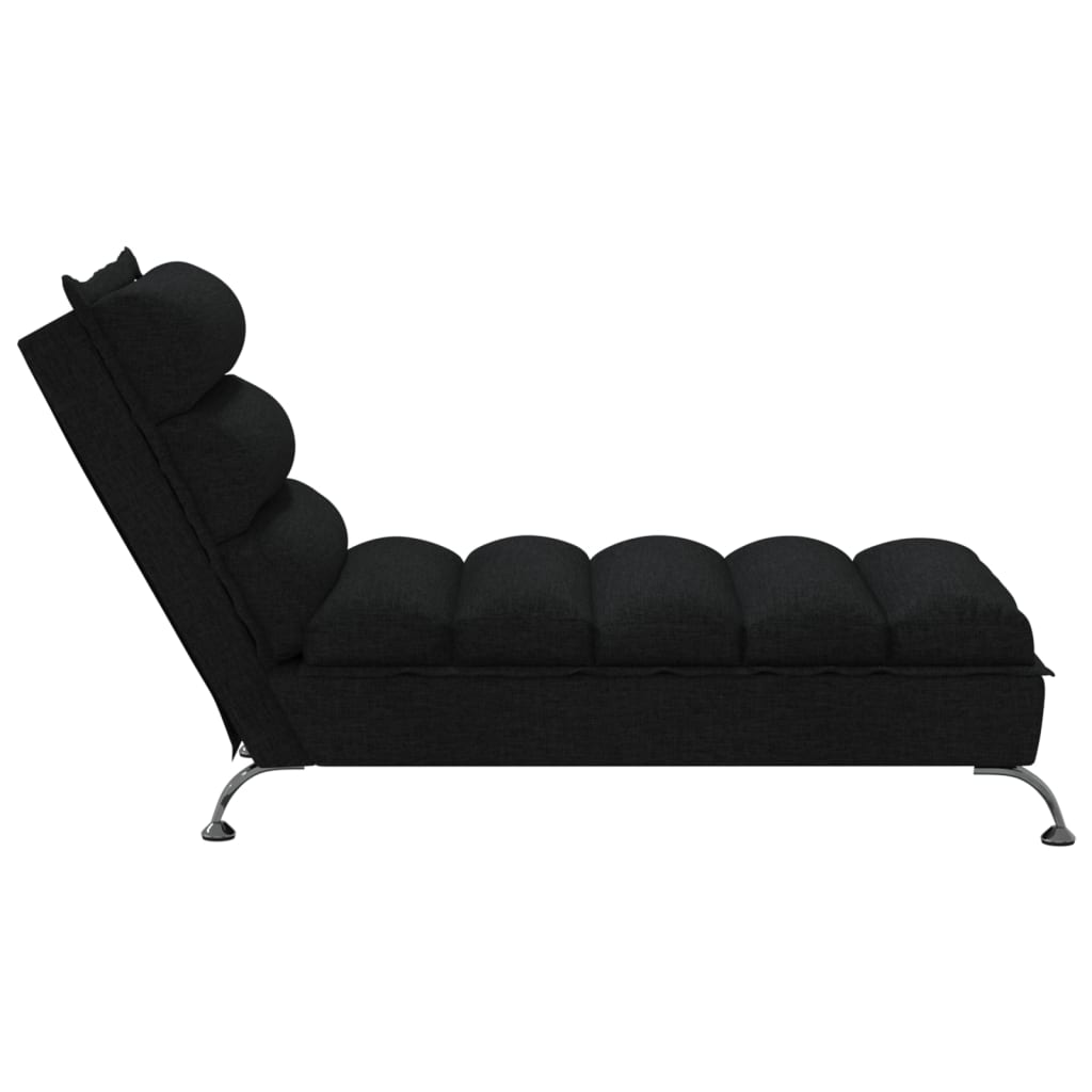 vidaXL Chaise longue avec coussins noir tissu