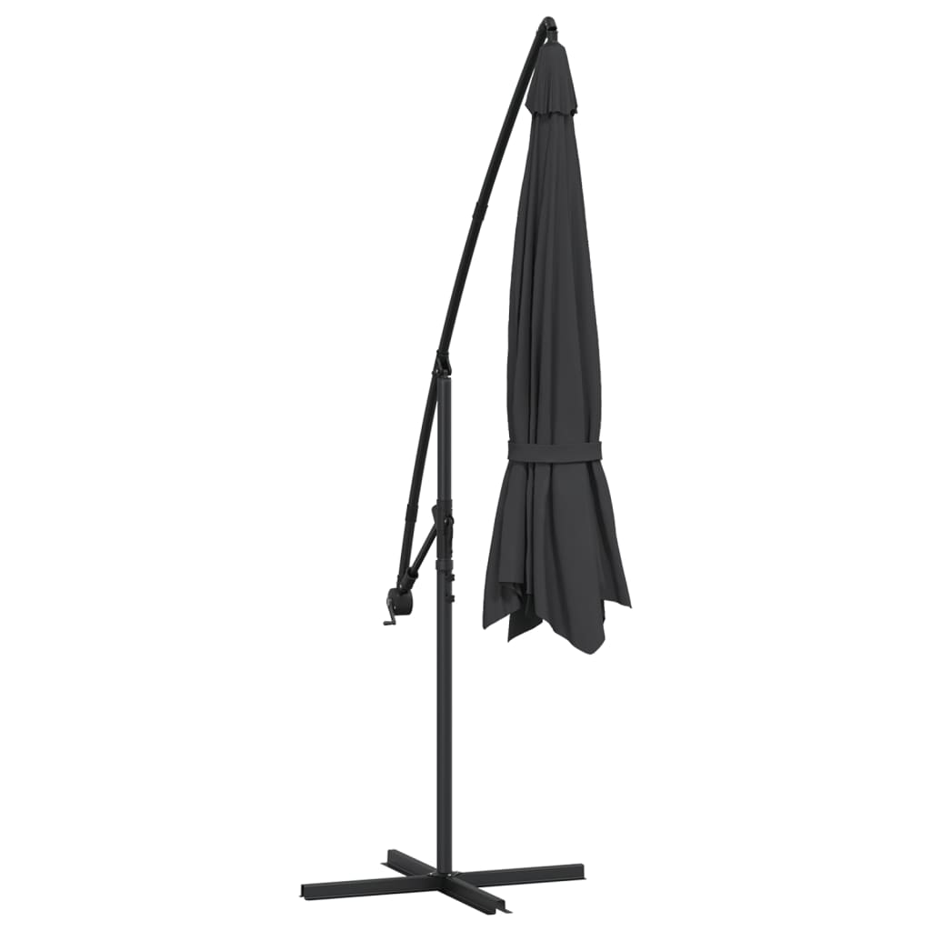 vidaXL Parasol de jardin en porte-à-faux avec mât en aluminium noir