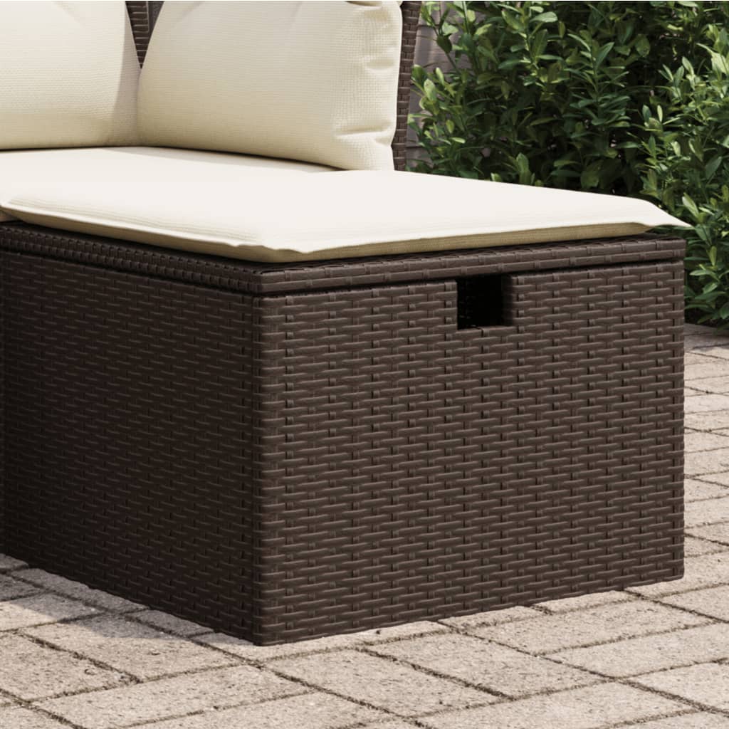 vidaXL Tabouret de jardin avec coussin brun 55x55x37 cm résine tressée