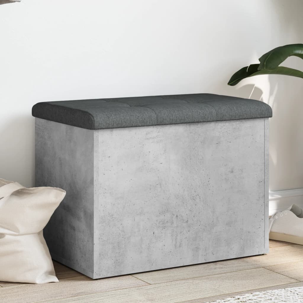 vidaXL Banc de rangement gris béton 62x42x45 cm bois d'ingénierie