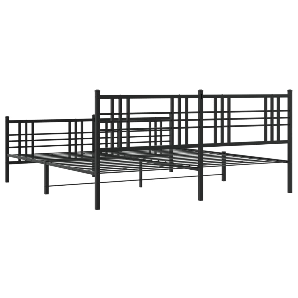 vidaXL Cadre de lit métal sans matelas avec pied de lit noir 183x213cm