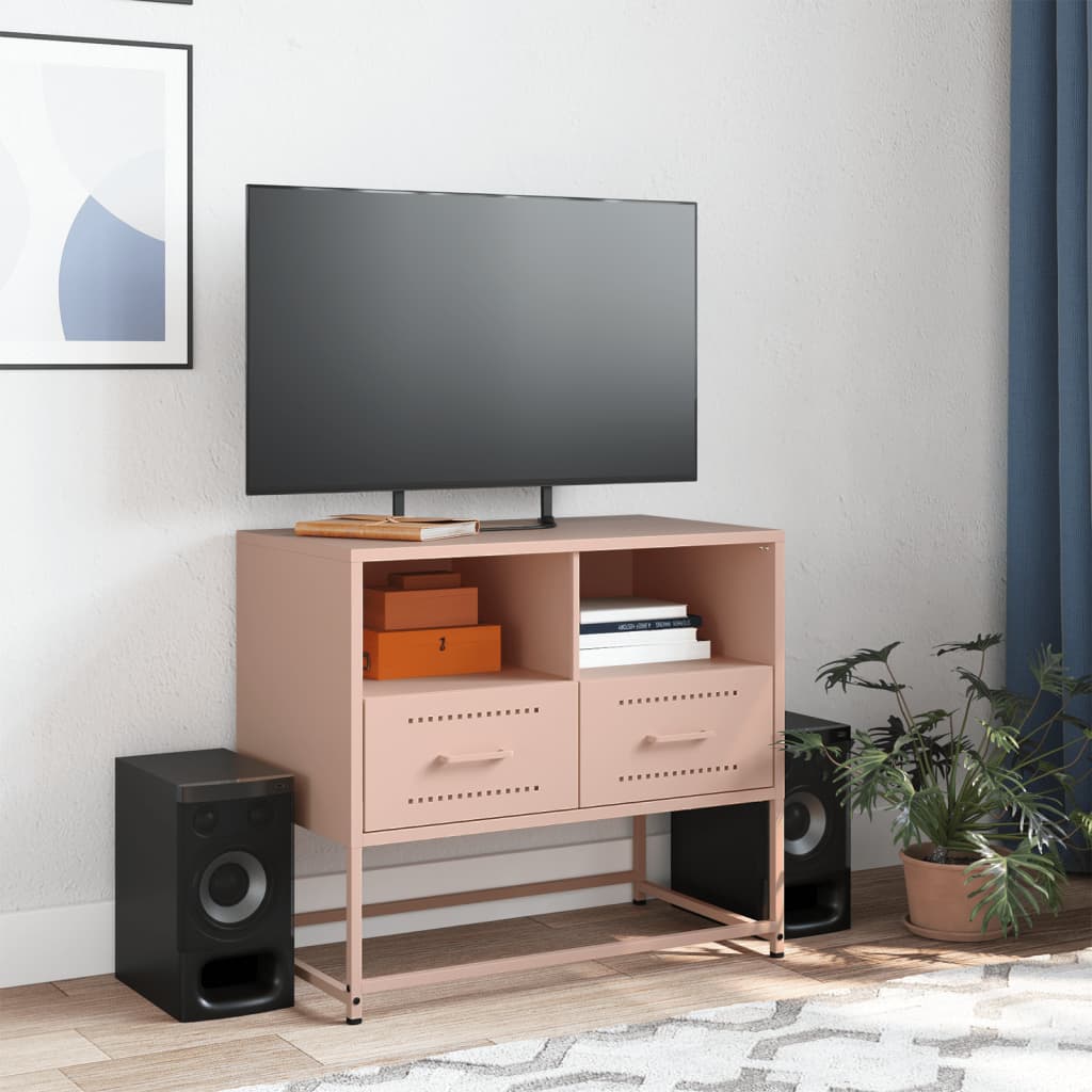 vidaXL Meuble TV rose 68x39x60,5 cm acier