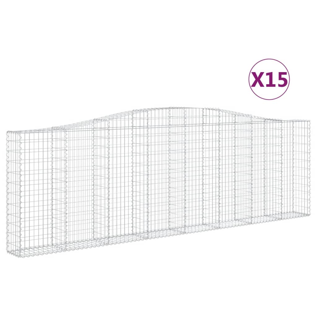 vidaXL Paniers à gabions arqués 15 pcs 400x30x120/140 cm Fer galvanisé