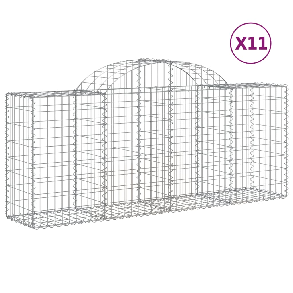 vidaXL Paniers à gabions arqués 11 pcs 200x50x80/100 cm Fer galvanisé