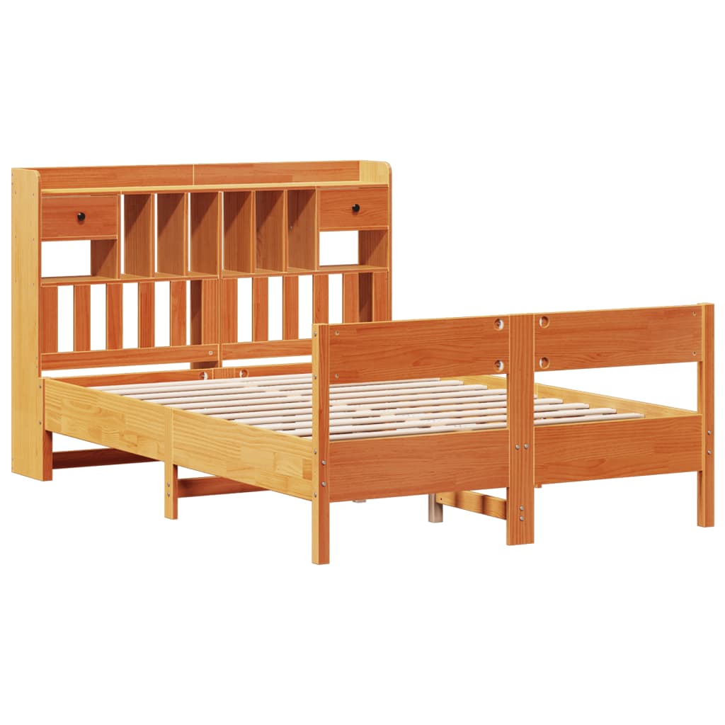 vidaXL Lit bibliothèque sans matelas cire marron 140x190 cm pin massif