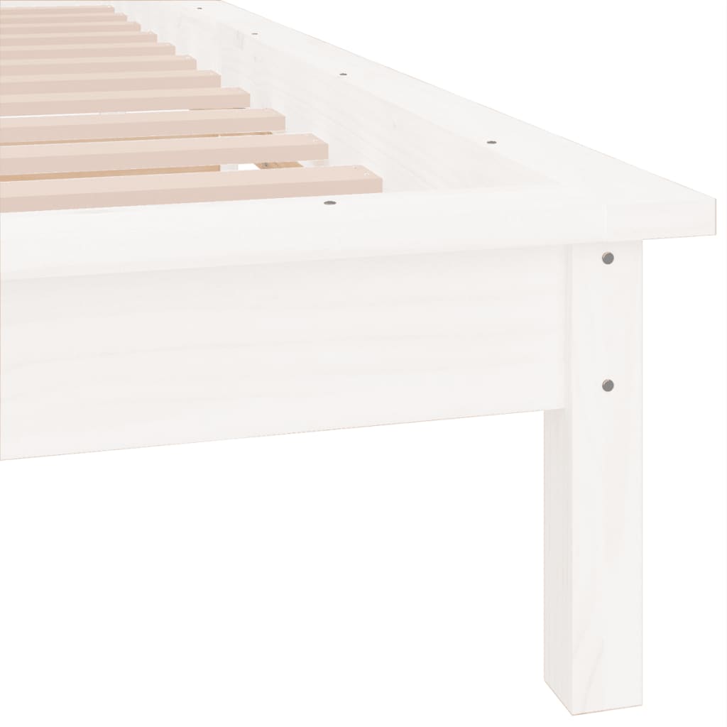vidaXL Cadre de lit à LED blanc 100x200 cm bois massif