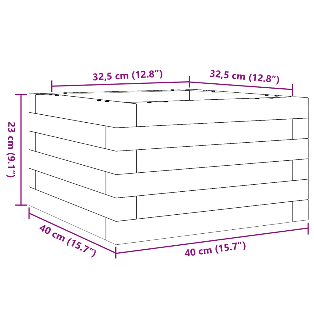 vidaXL Jardinière 40x40x23 cm bois de pin imprégné