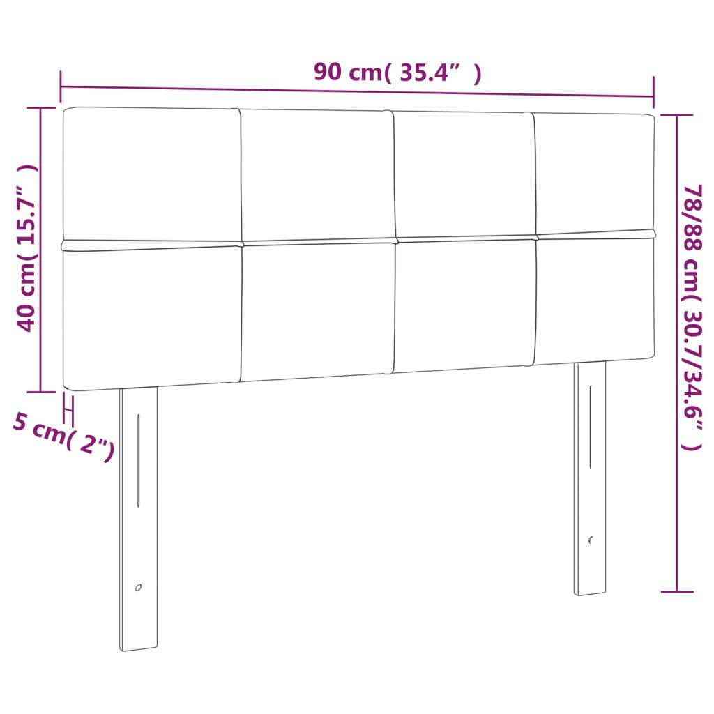 vidaXL Tête de lit à LED Bleu 90x5x78/88 cm Tissu