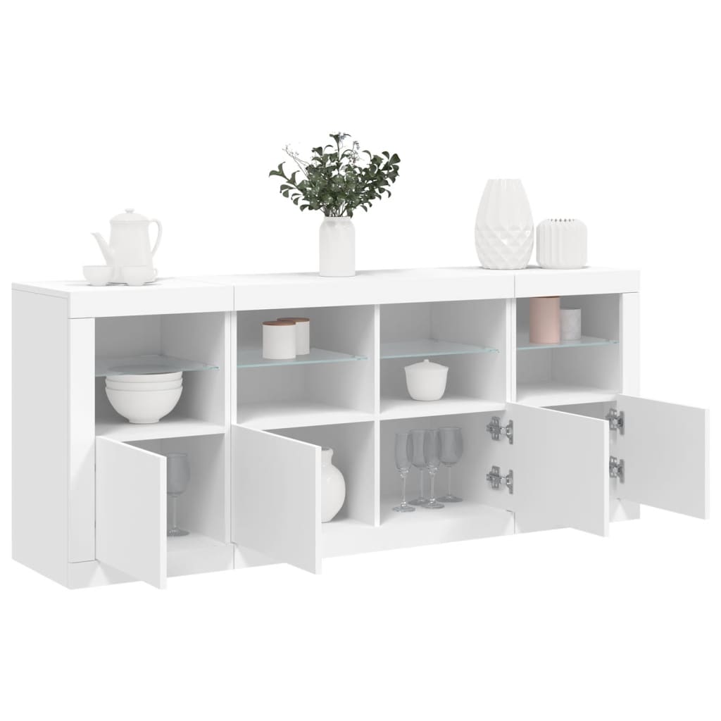 vidaXL Buffet avec lumières LED blanc 163x37x67 cm