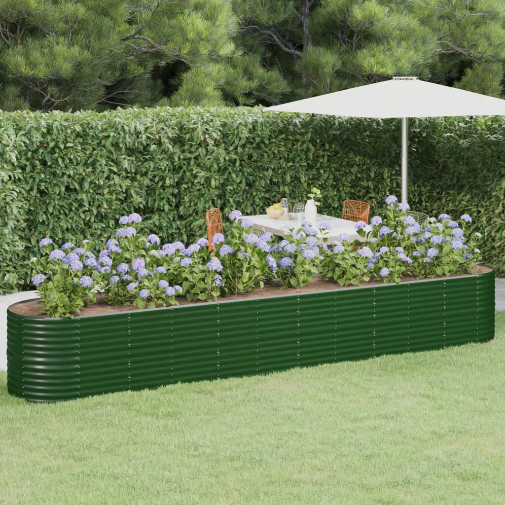 vidaXL Lit surélevé de jardin Acier enduit de poudre 440x80x68 cm Vert