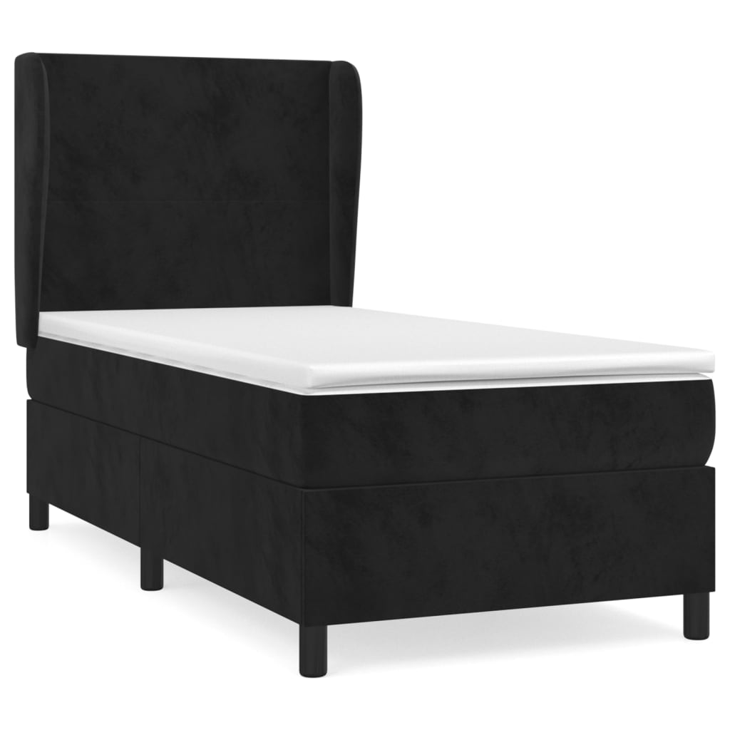 vidaXL Sommier à lattes de lit avec matelas Noir 90x190 cm Velours