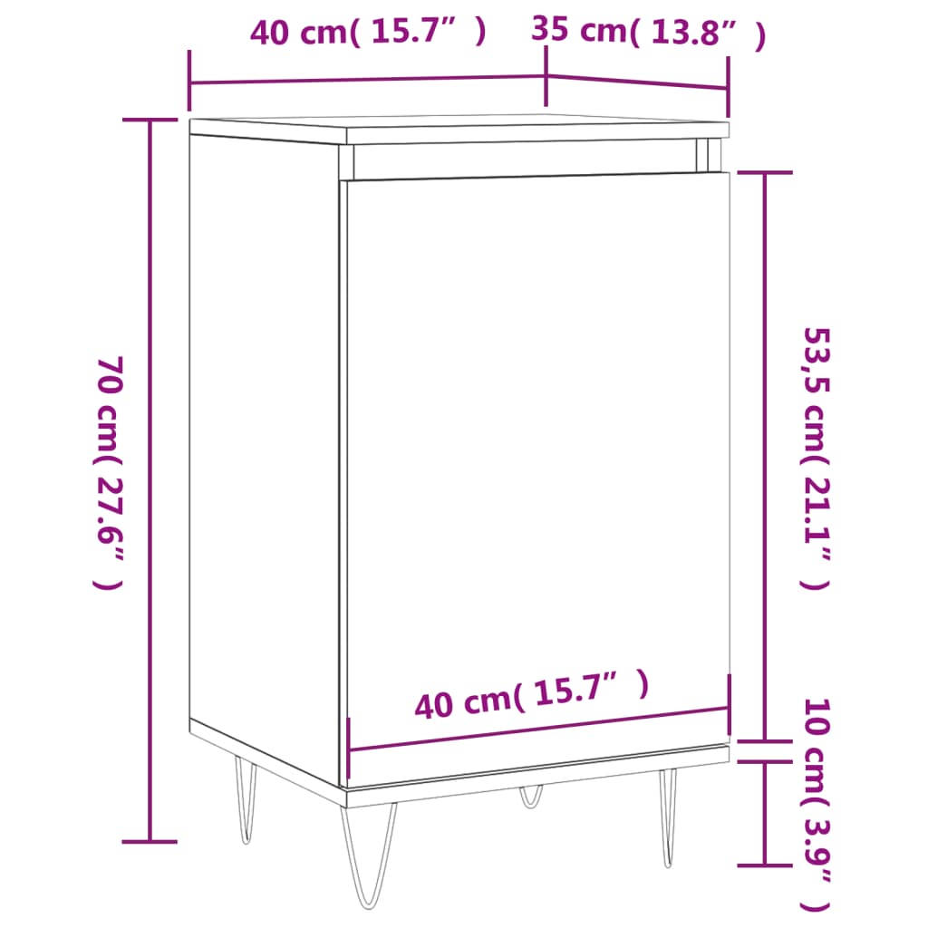 vidaXL Buffets 2 pcs gris béton 40x35x70 cm bois d'ingénierie