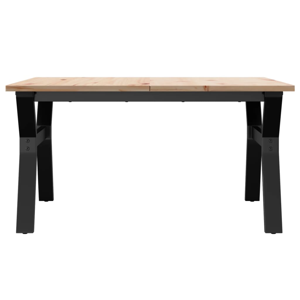 vidaXL Table basse cadre en Y 80x80x45 cm bois de pin massif et fonte