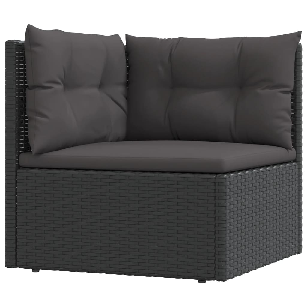 vidaXL Salon de jardin 6 pcs avec coussins Noir Résine tressée