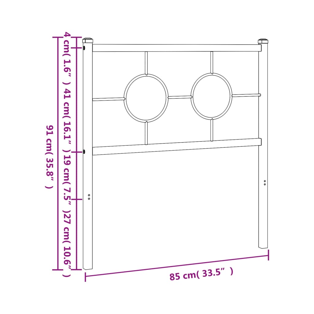 vidaXL Tête de lit métal blanc 80 cm