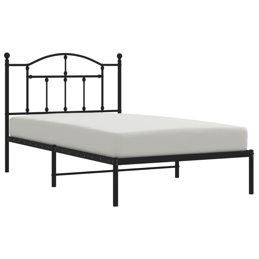 vidaXL Cadre de lit métal sans matelas avec tête de lit noir 100x190cm