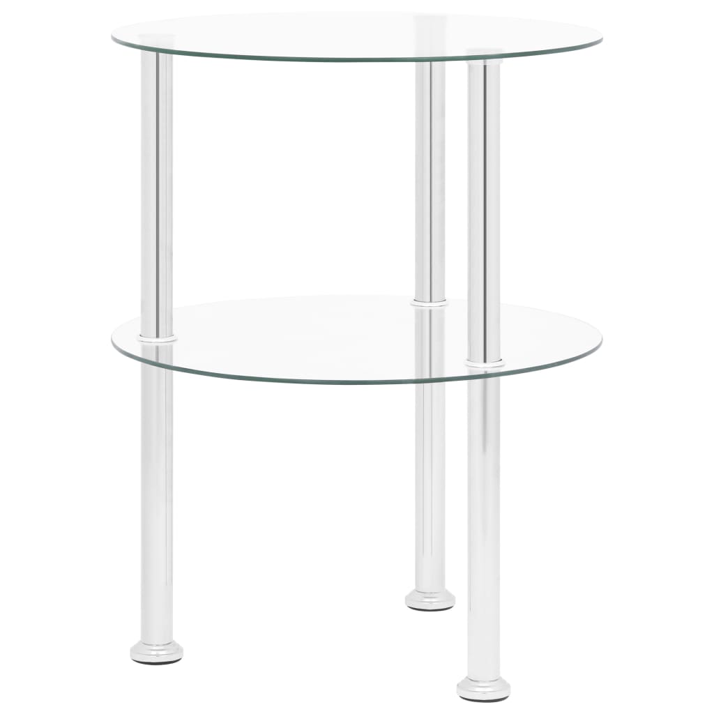 vidaXL Table d'appoint 2 niveaux Transparent 38 cm Verre trempé