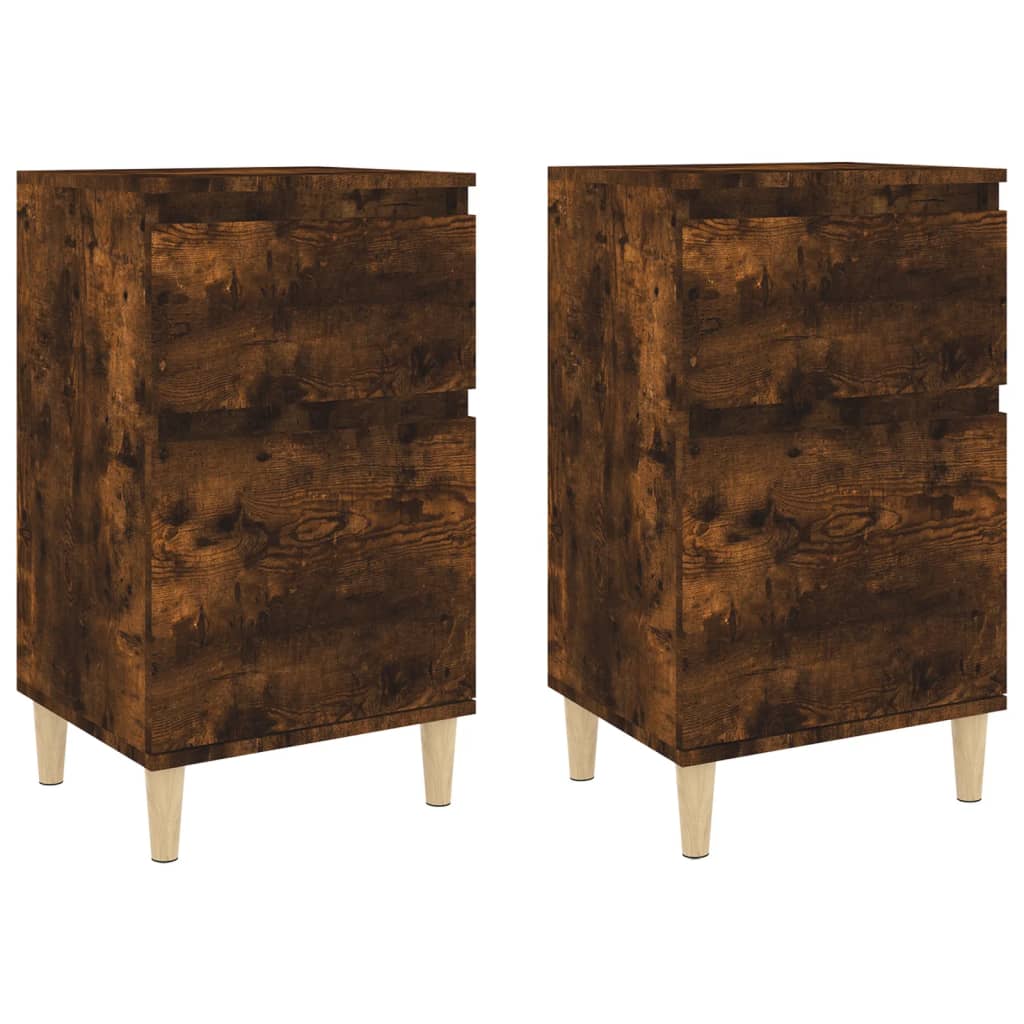 vidaXL Tables de chevet 2 pcs chêne fumé 40x35x70 cm