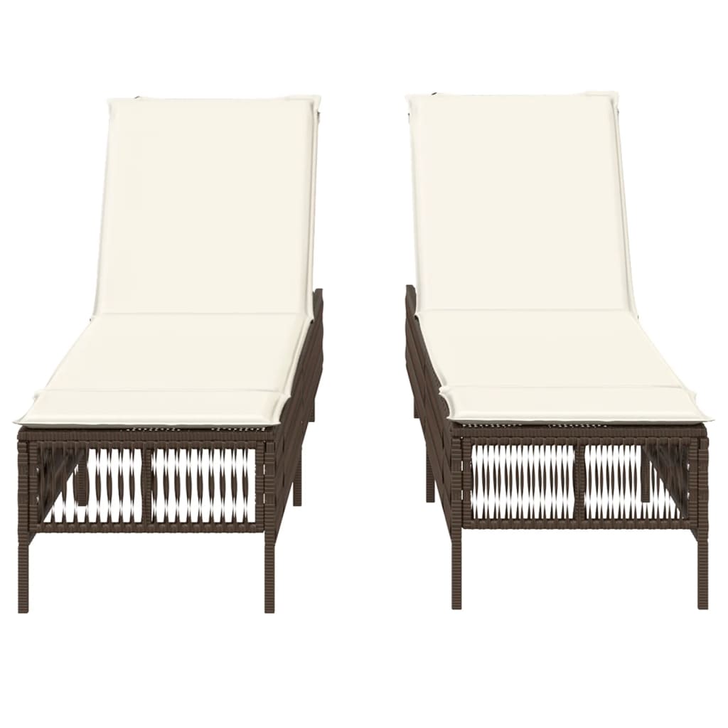 vidaXL Chaises longues avec coussins lot de 2 marron résine tressée