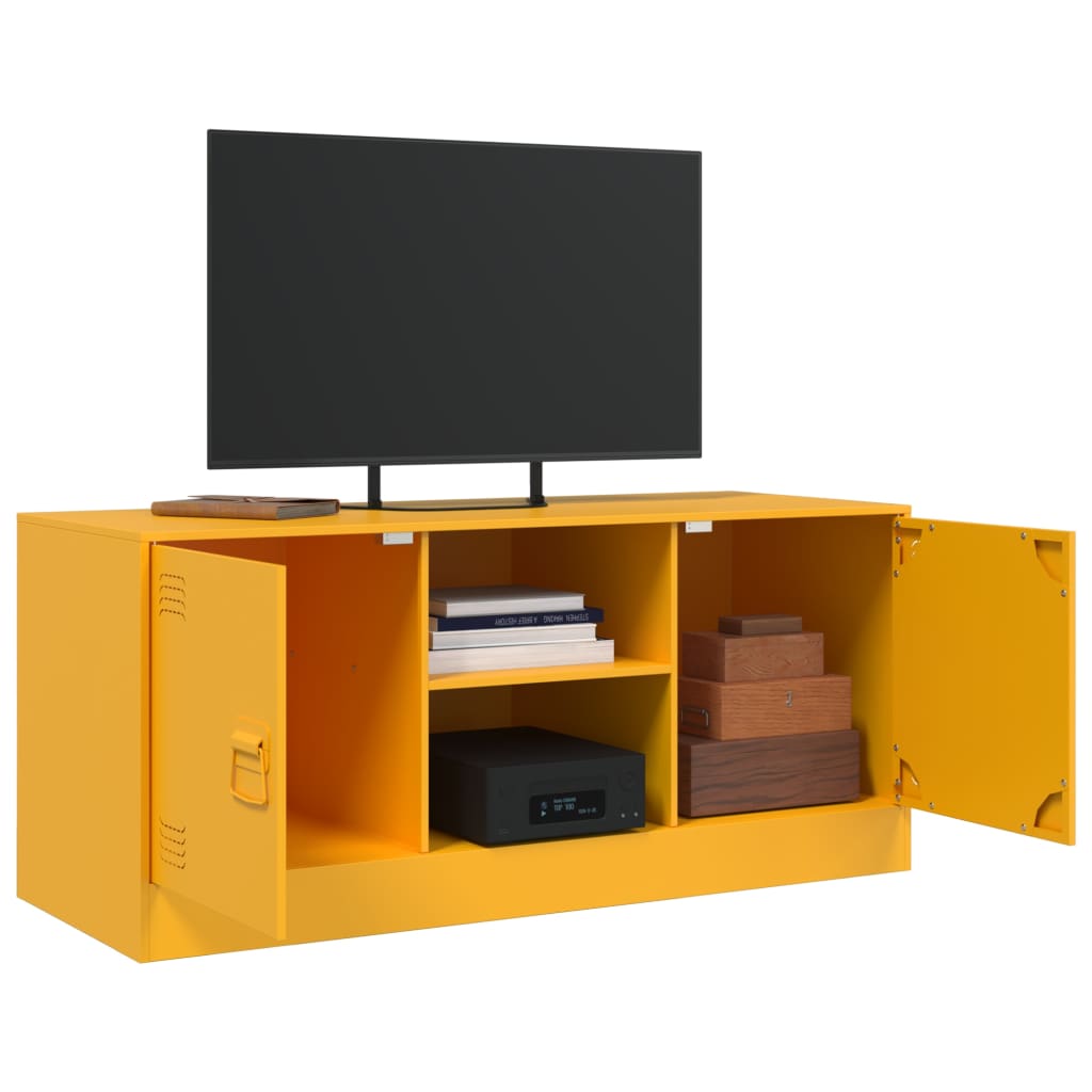 vidaXL Meuble TV jaune moutarde 99x39x44 cm acier