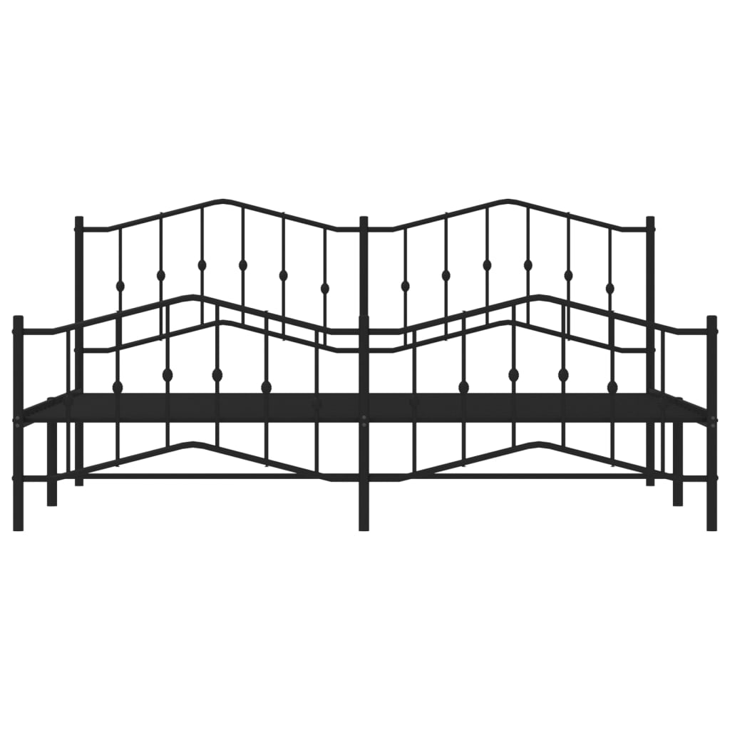 vidaXL Cadre de lit métal sans matelas avec pied de lit noir 200x200cm