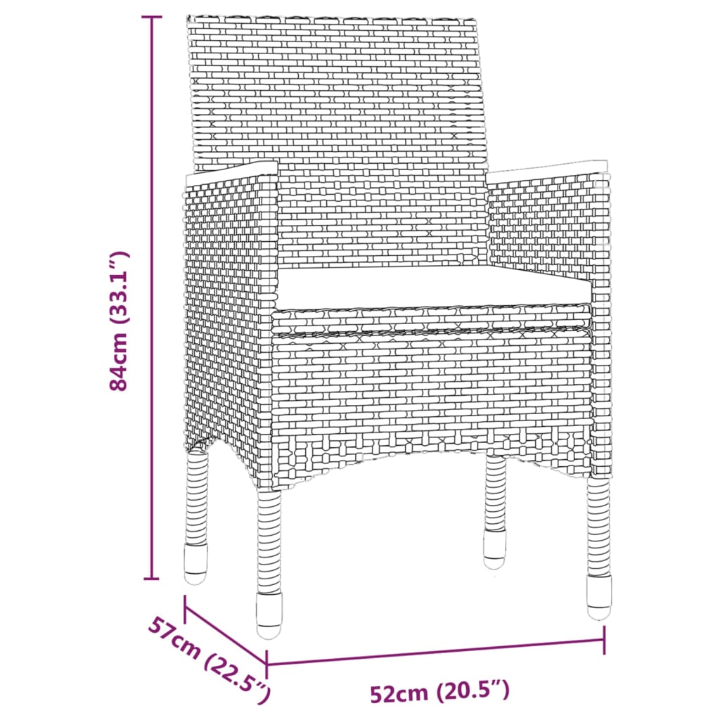 vidaXL Ensemble à manger de jardin et coussins 5pcs Gris/noir