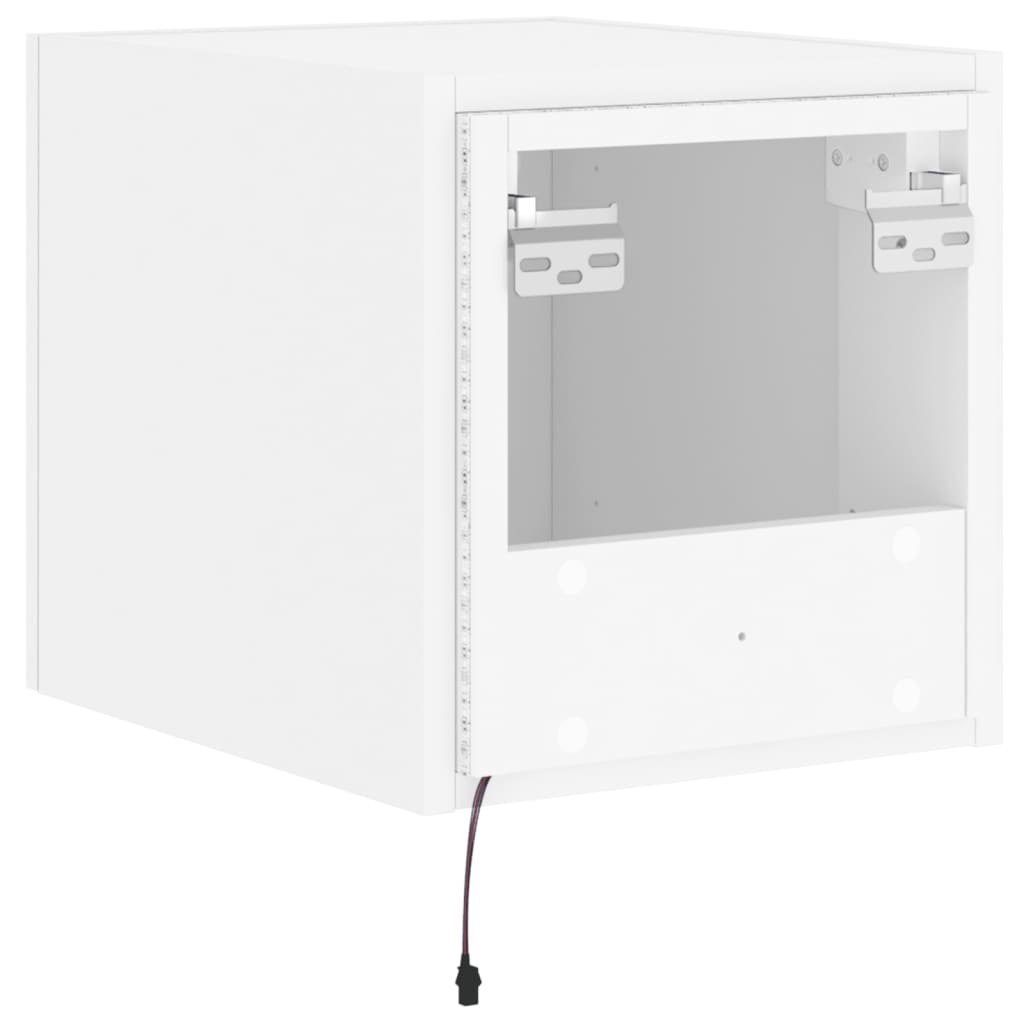 vidaXL Meubles TV muraux avec lumières LED 2 pcs blanc 30,5x35x30 cm