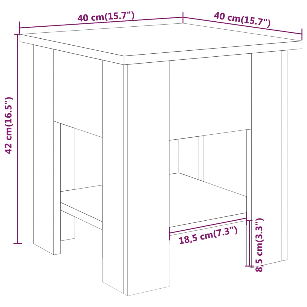 vidaXL Table basse chêne marron 40x40x42 cm bois d'ingénierie