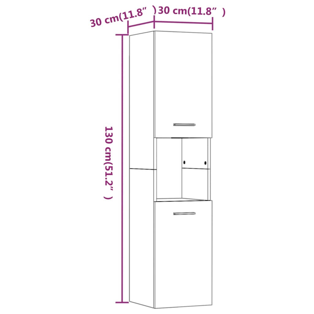 vidaXL Armoire de bain Sonoma gris 30x30x130 cm Bois d'ingénierie