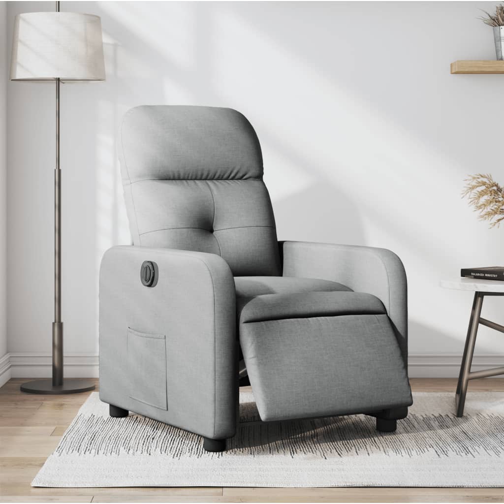 vidaXL Fauteuil inclinable électrique Gris clair Tissu