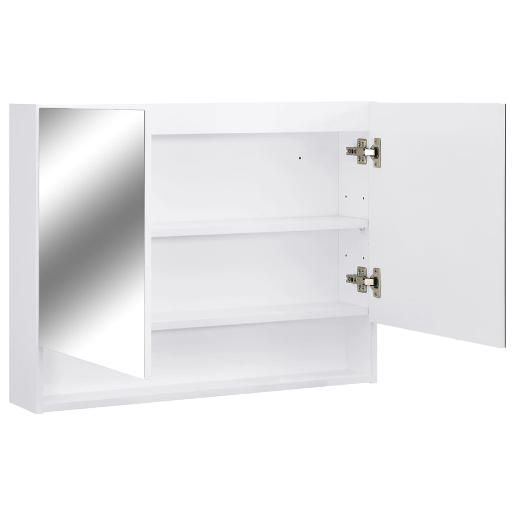 vidaXL Armoire à miroir de salle de bain LED Blanc 80x15x60 cm MDF