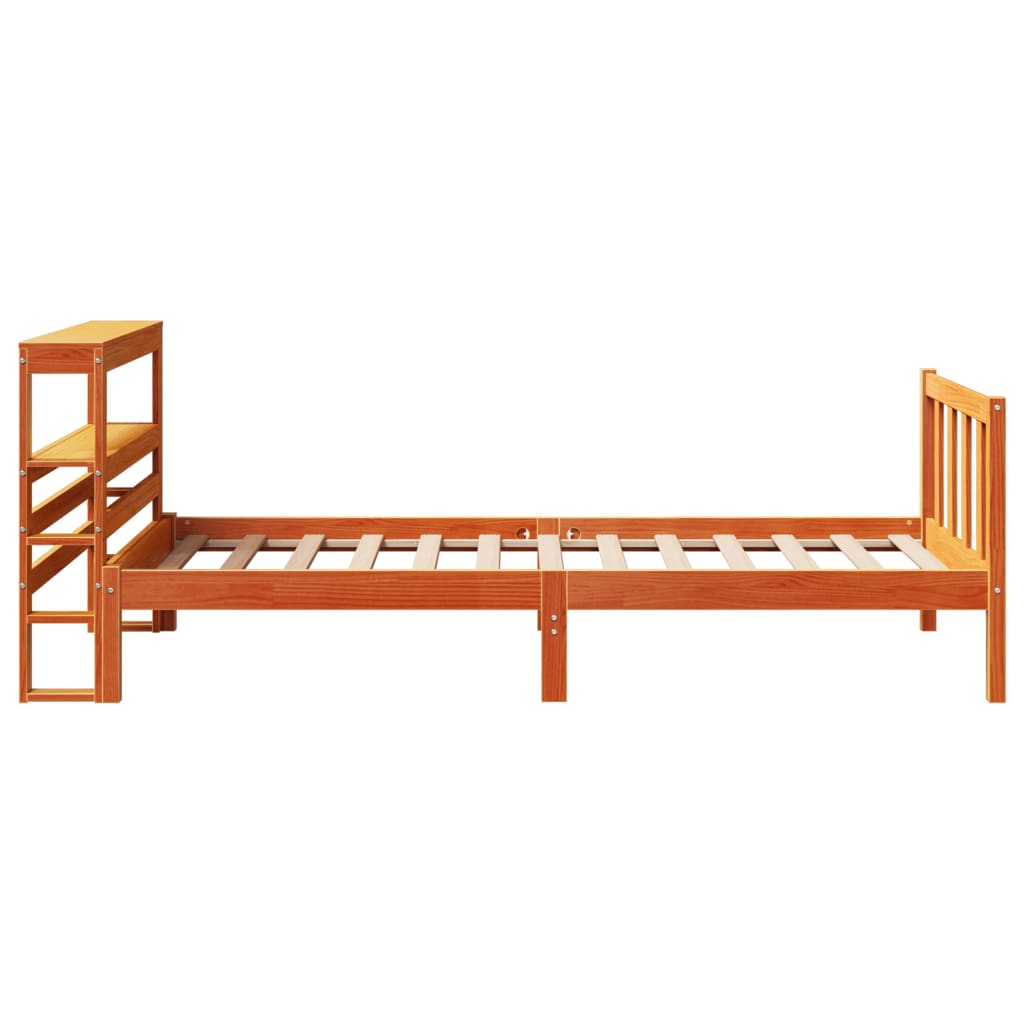 vidaXL Cadre de lit et tête de lit sans matelas cire marron 100x200 cm