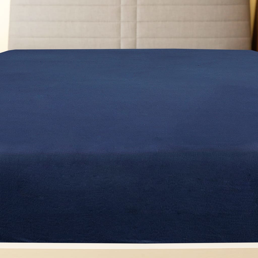 vidaXL Draps-housses Jersey 2 pcs Bleu marine 180x200 cm Coton