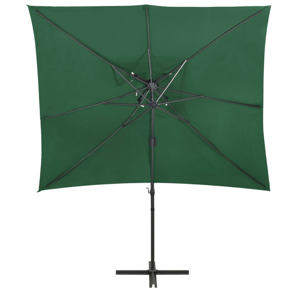 vidaXL Parasol de jardin en porte-à-faux à double toit vert 250x250 cm