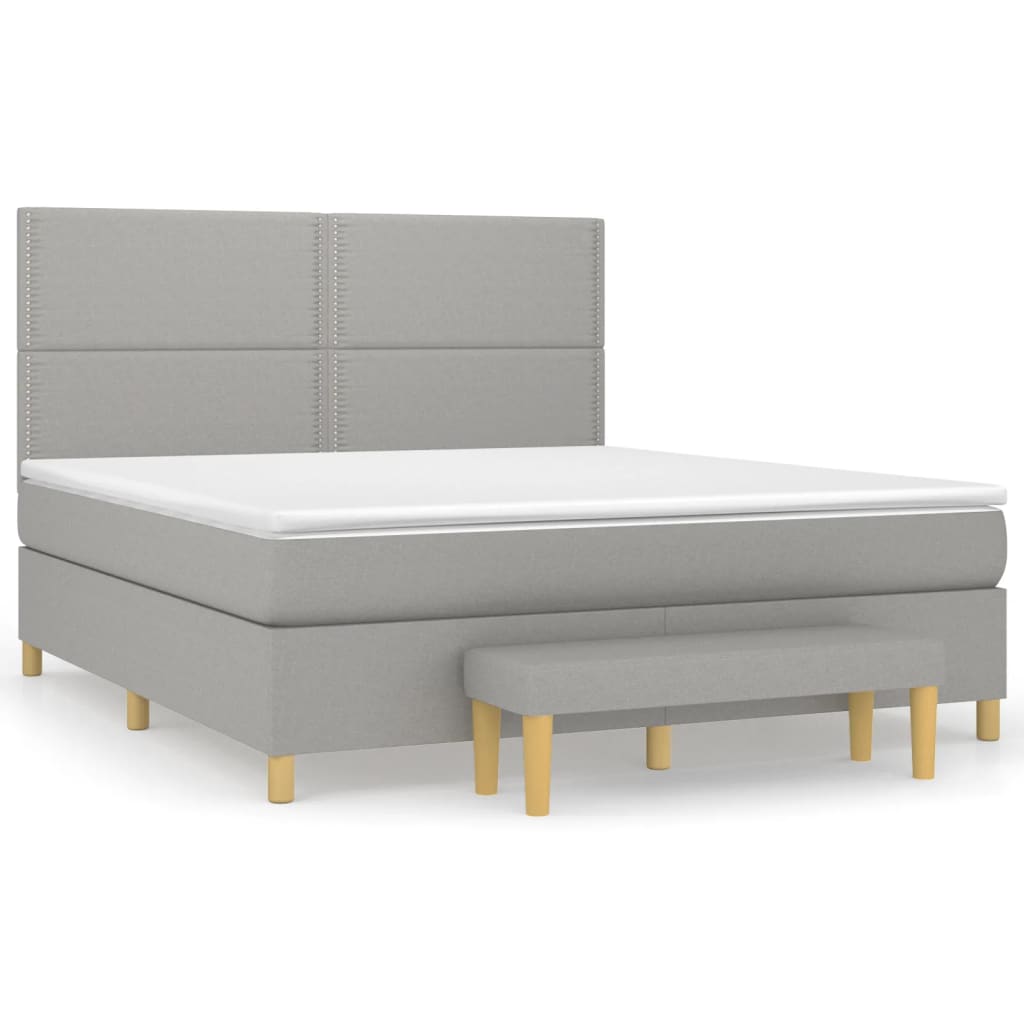 vidaXL Sommier à lattes de lit avec matelas Gris clair 180x200cm Tissu