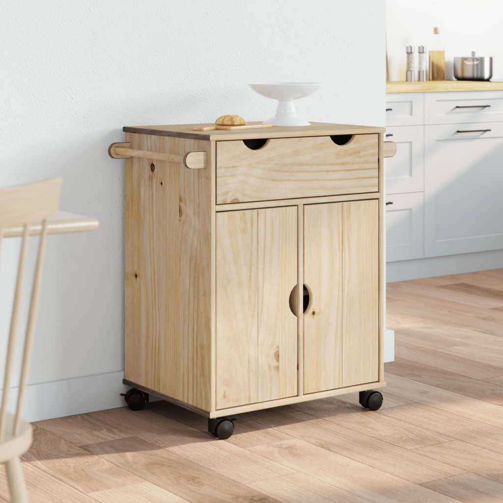 vidaXL Chariot de cuisine OTTA 59x45x80 cm bois massif de pin