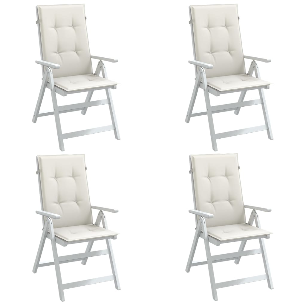 vidaXL Coussins de chaise à dossier haut lot de 4 crème mélangé tissu