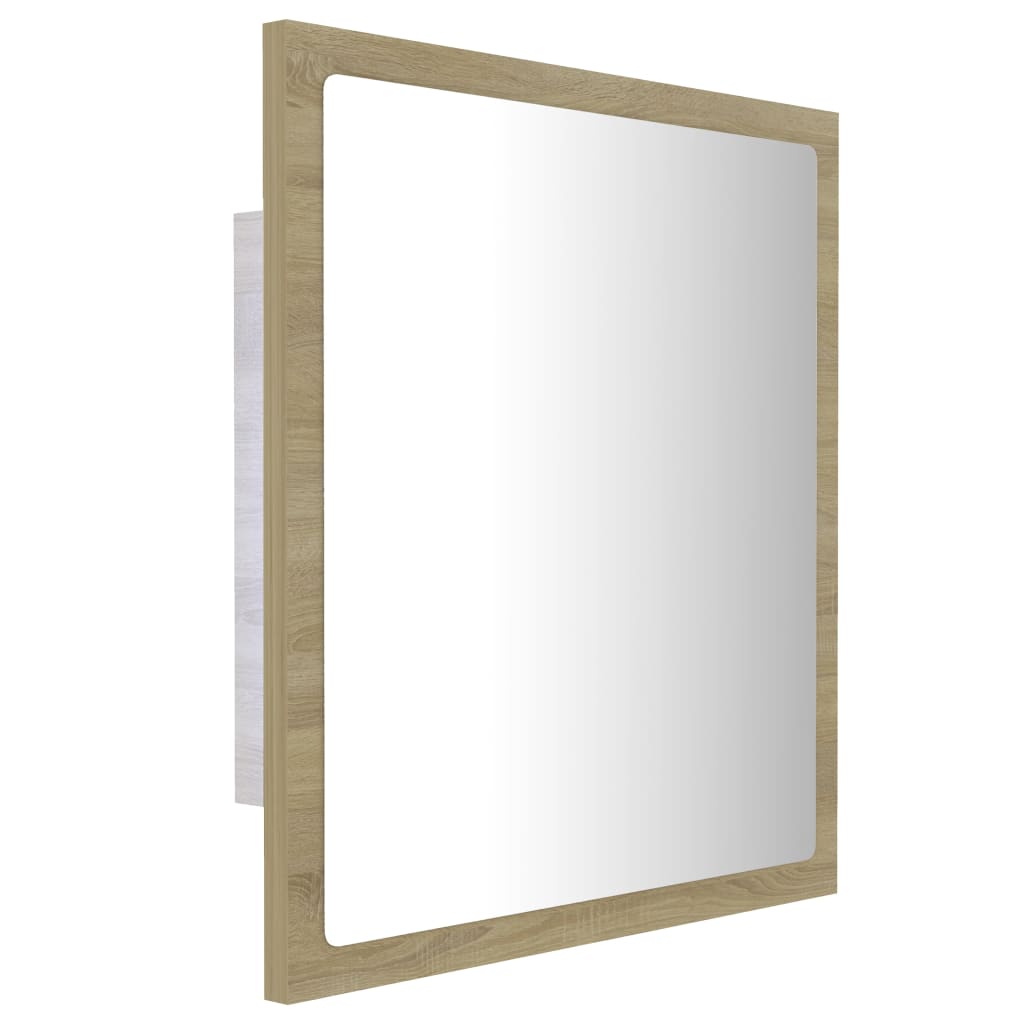 vidaXL Miroir LED de salle de bain Chêne sonoma 40x8,5x37 cm Acrylique