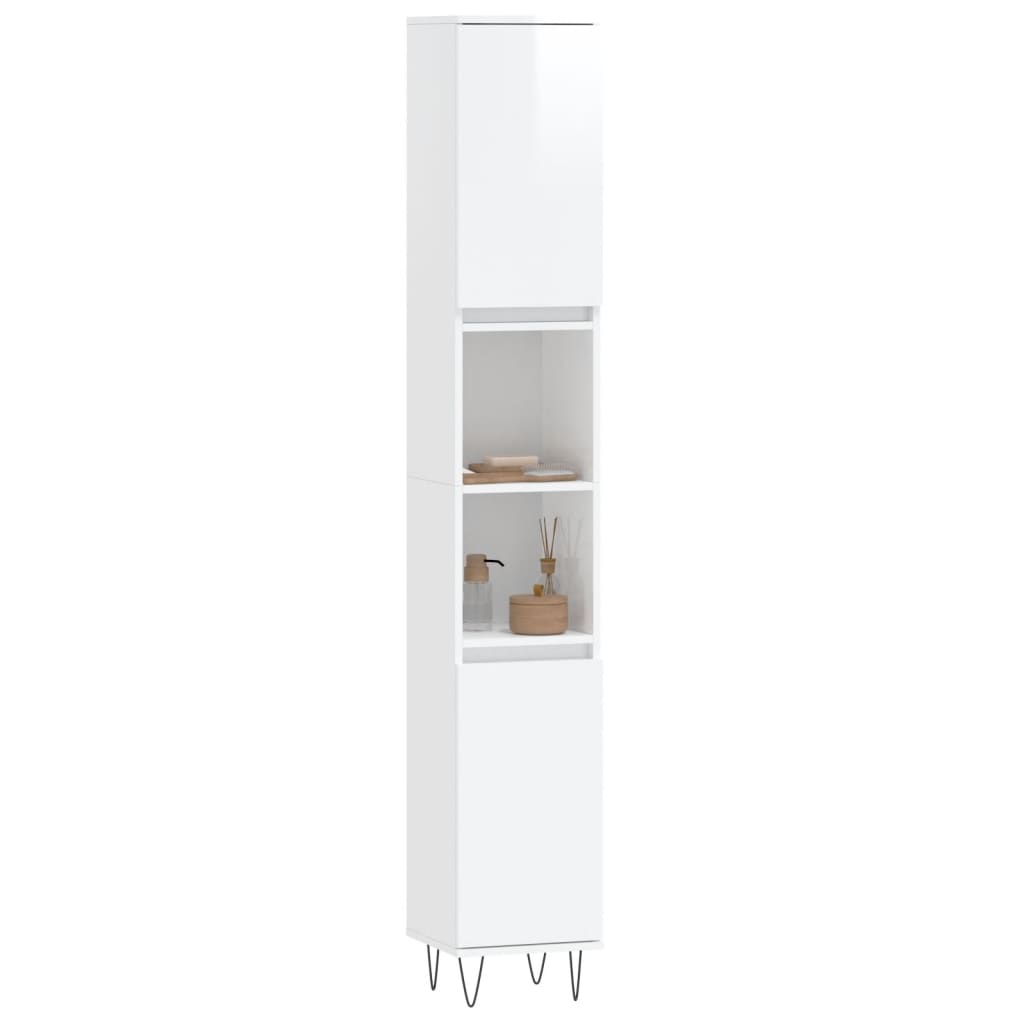 vidaXL Armoire de salle de bain blanc brillant 30x30x190 cm