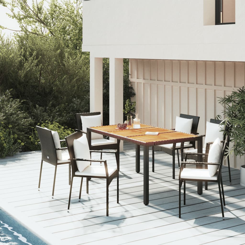 vidaXL Ensemble à manger de jardin coussins 5pcs Noir Résine tressée