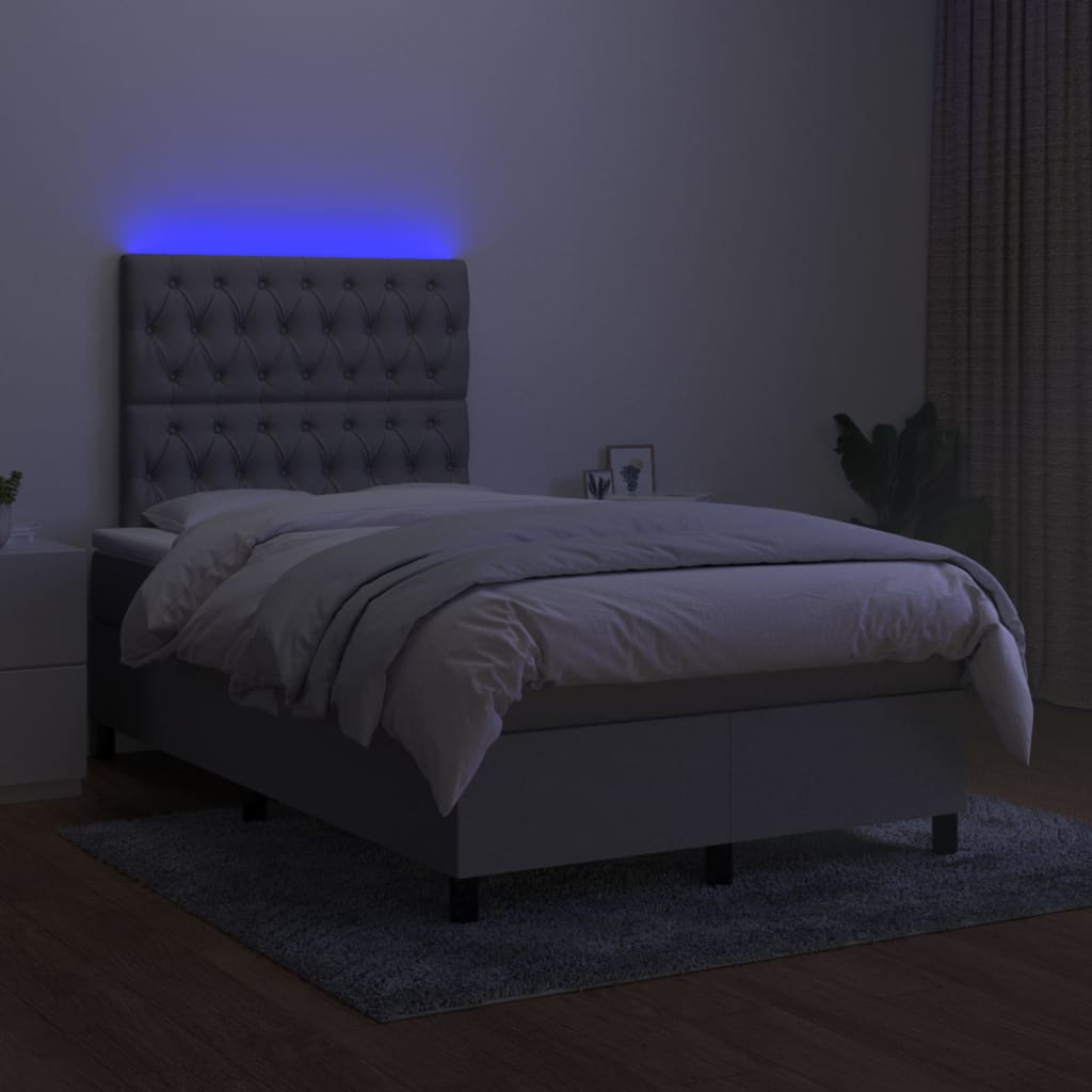 vidaXL Sommier à lattes de lit et matelas et LED Gris clair 120x200 cm