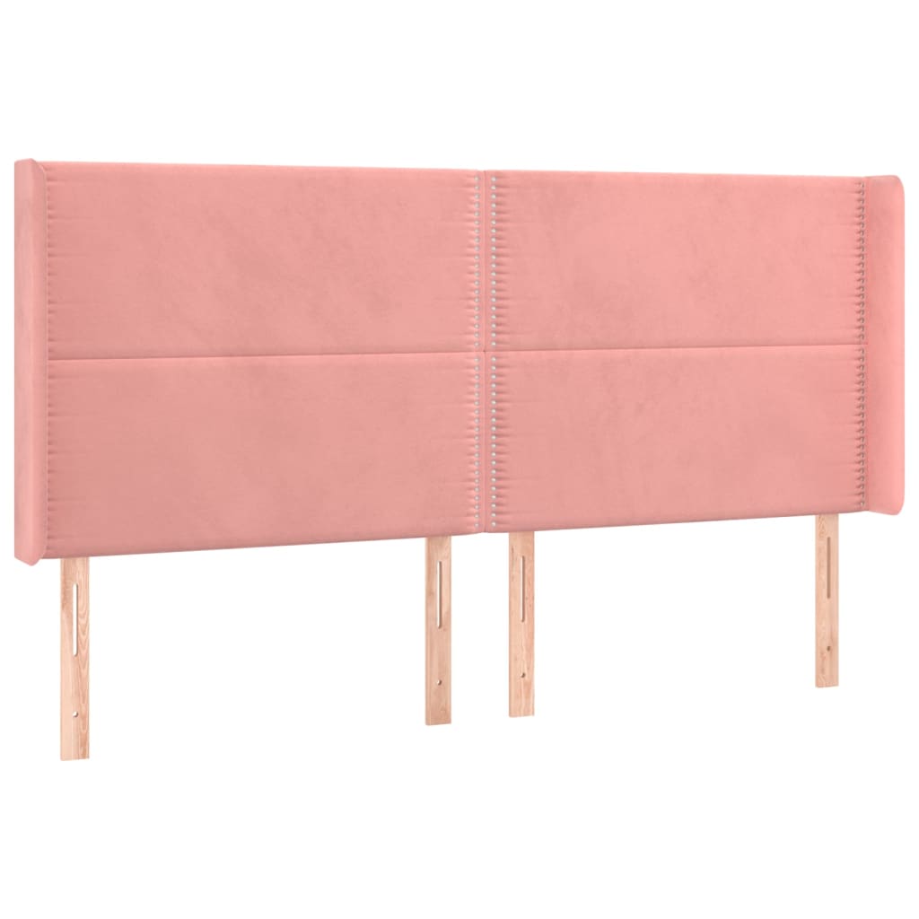 vidaXL Tête de lit avec oreilles Rose 183x16x118/128 cm Velours