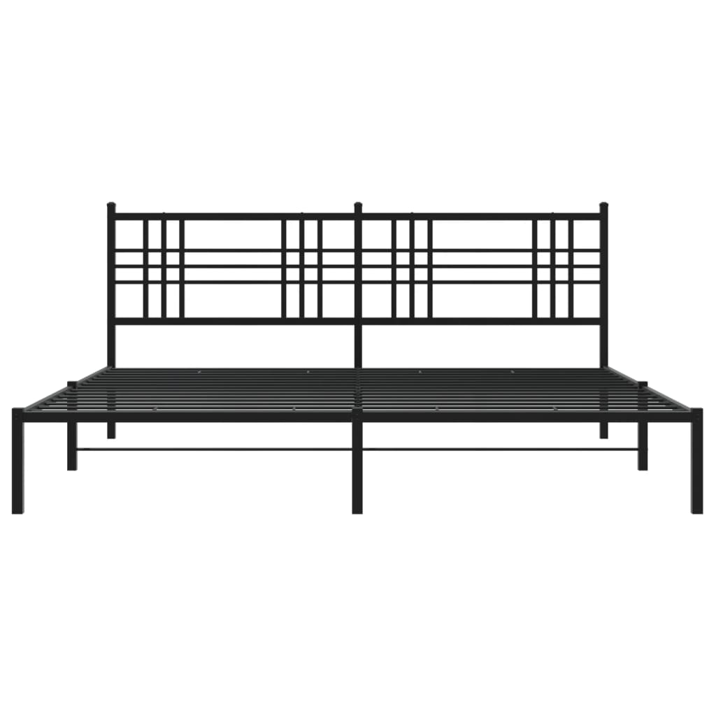 vidaXL Cadre de lit métal sans matelas avec tête de lit noir 200x200cm