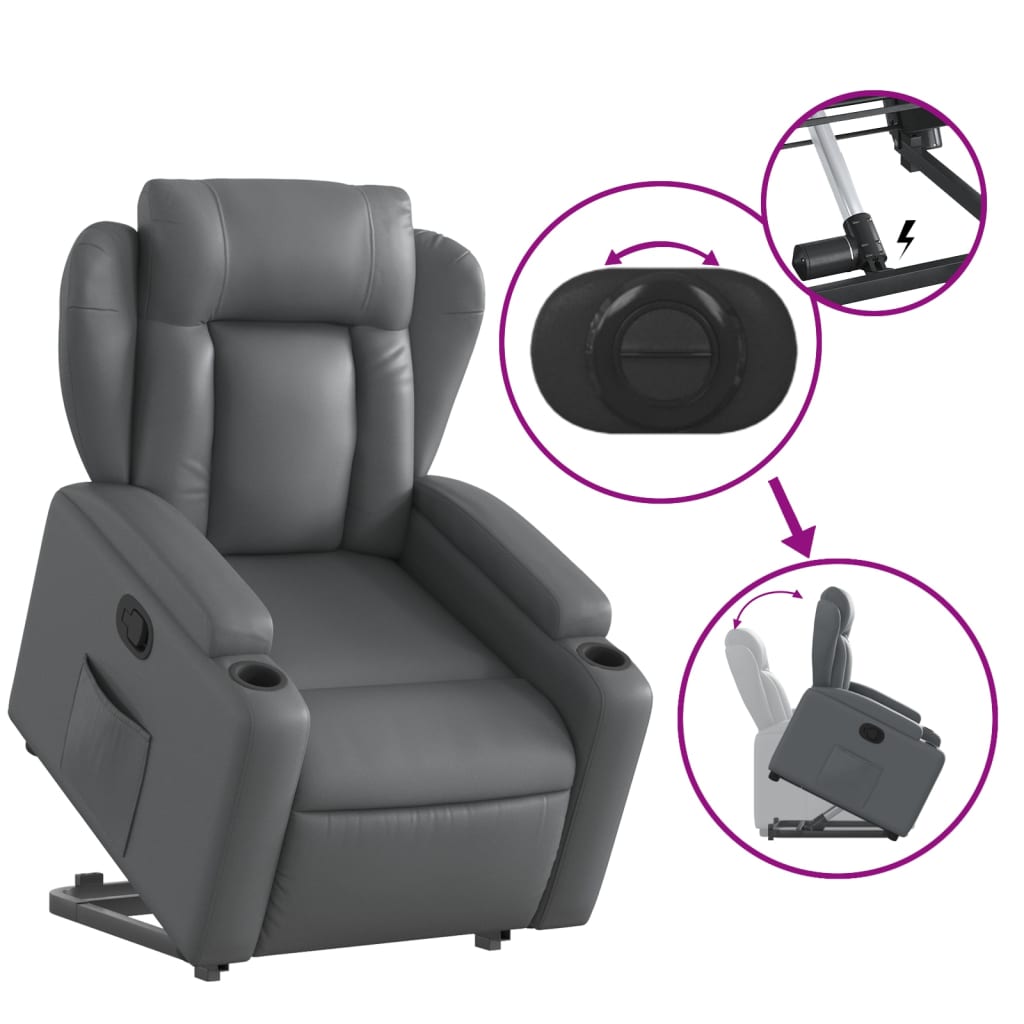 vidaXL Fauteuil inclinable Gris Similicuir