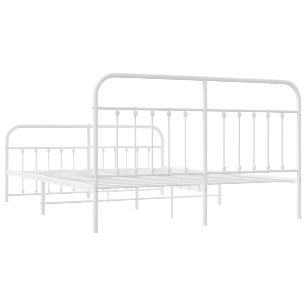 vidaXL Cadre de lit métal sans matelas et pied de lit blanc 183x213 cm