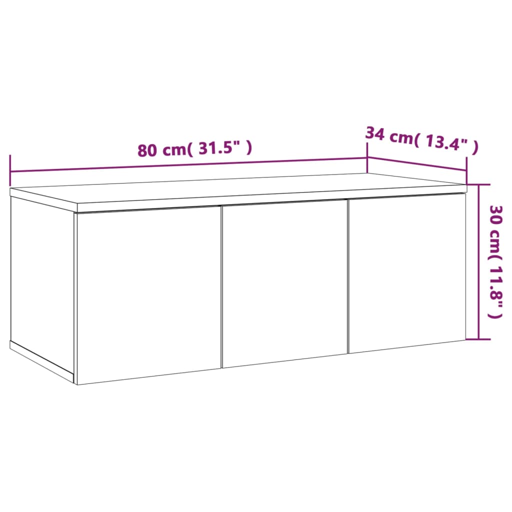 vidaXL Meuble TV Sonoma gris 80x34x30 cm Bois d'ingénierie