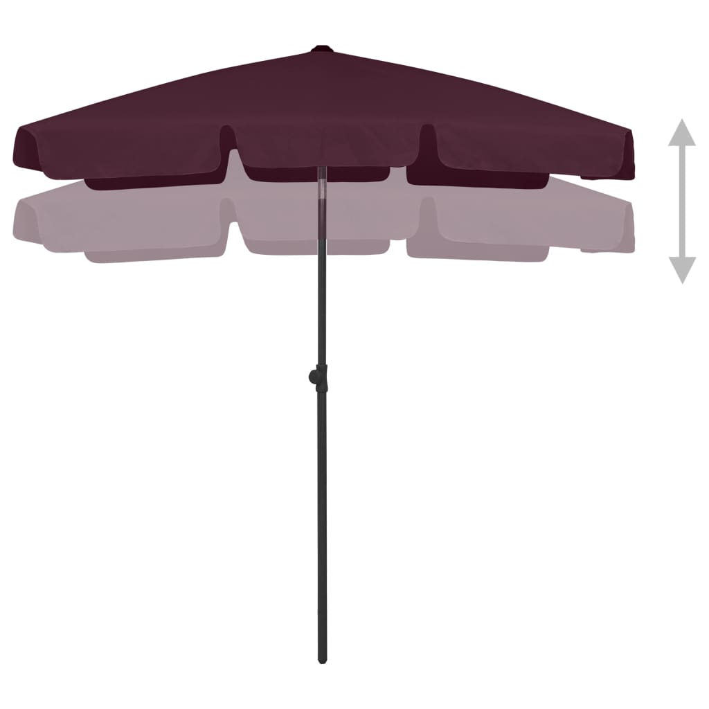 vidaXL Parasol de plage rouge bordeaux 180x120 cm