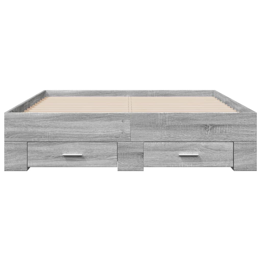 vidaXL Cadre de lit avec tiroirs sans matelas sonoma gris 140x190 cm