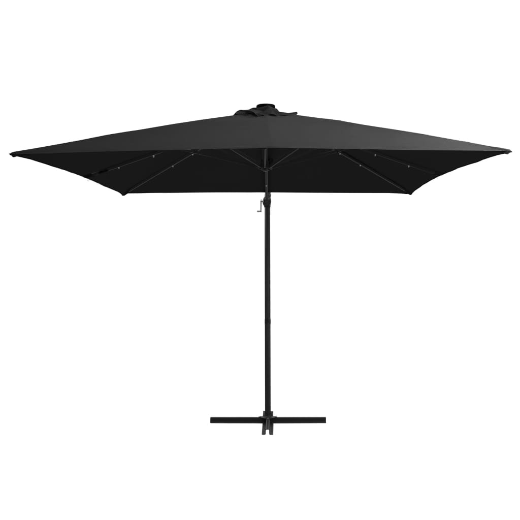 vidaXL Parasol de jardin en porte-à-faux lumières LED et mât en acier